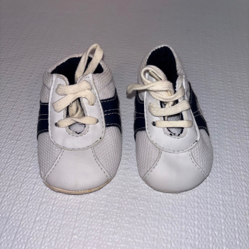 Baby Athletic Sneakers White and Blue Infant Shoes Size 2 Toddler Kids - Picture 5 of 5